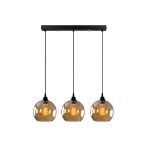 B-Ware Opviq Hängelampe Gold 022 Hängeleuchte Leuchte Lampe 3 Flammig Linear Glas ø20cm
