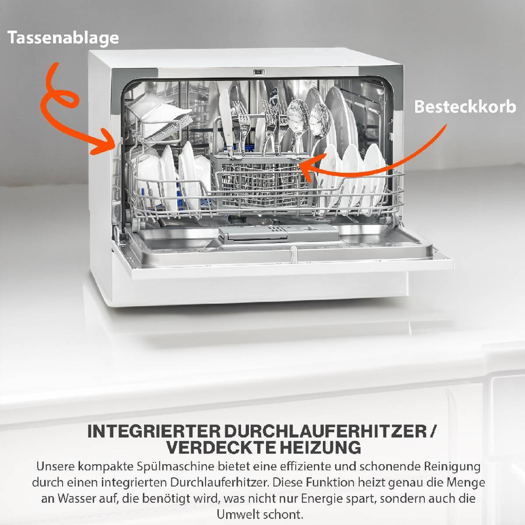 Bomann TSG 7404 Mini Geschirrspüler Tischgeschirrspüler Frontlader 550mm