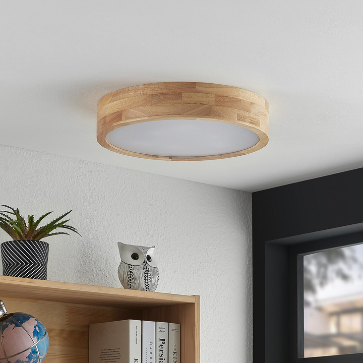 Lindby Tanju Deckenlampe Hängelampe Licht Deckenlicht Eichenholz Ø 40 cm E27