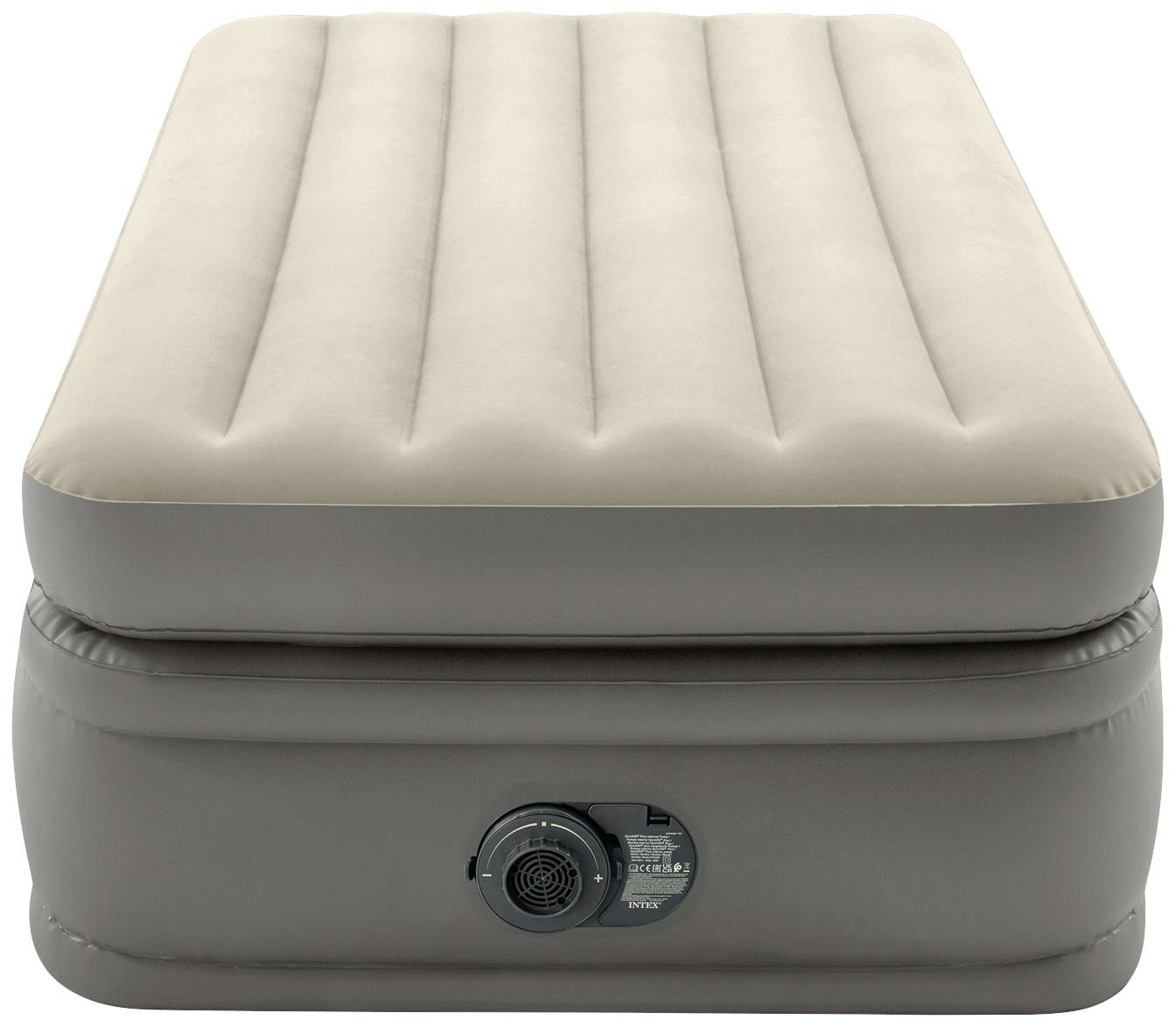 Matelas gonflable surélevé Intex TWIN Comfort 220-240V, pompe interne, beige et marron