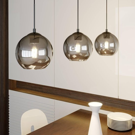 Hängelampe Lindby Sofian Hängeleuchte Lampe Leuchte 3 Flammig E27 Rauchgrau B-Ware