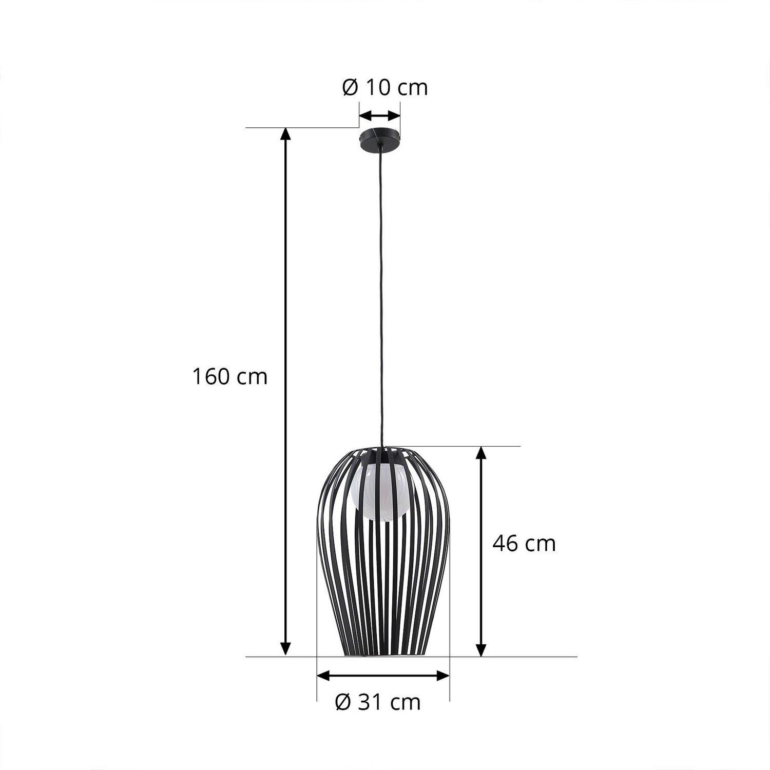 Lucande Außenpendelleuchte Marrin Hängeleuchte Leuchte Schwarz Metall ø 31 Cm B-Ware - 4251911787177