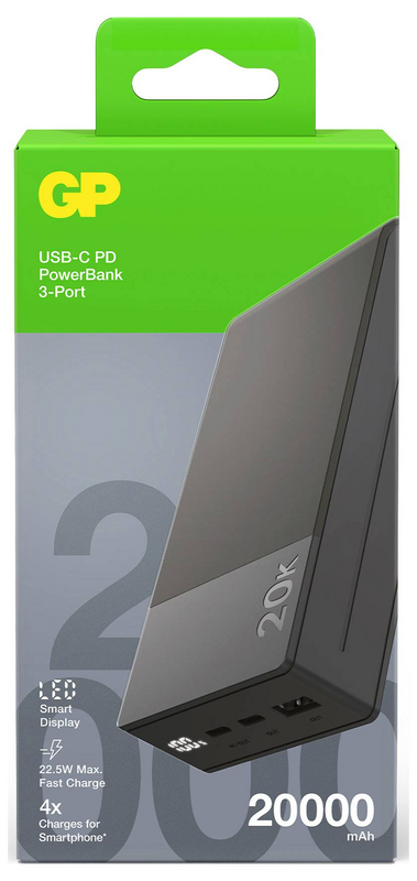 B-Ware Gp Gpaccm20 C000 Powerbank 20000 M Ah Li Po Usb A Usb C Grau Batterie Ladegerät