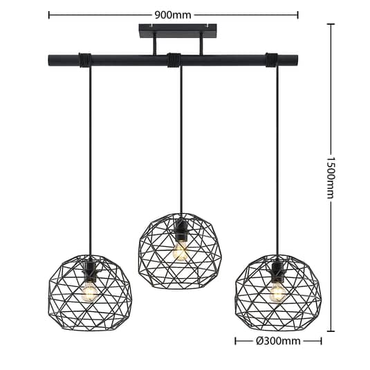 Lindby Paridimo Hängelampe Hängeleuchte Pendellampe Lampe Leuchte Stahl 3 Flg.   B-Ware - 4251911737950