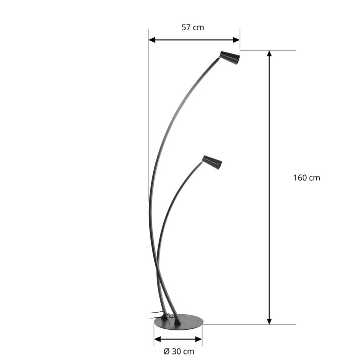 Lucande Velanoris Stehlampe Stehlampe Lampe Leuchte Leselampe 2-fl. schwarz Spot