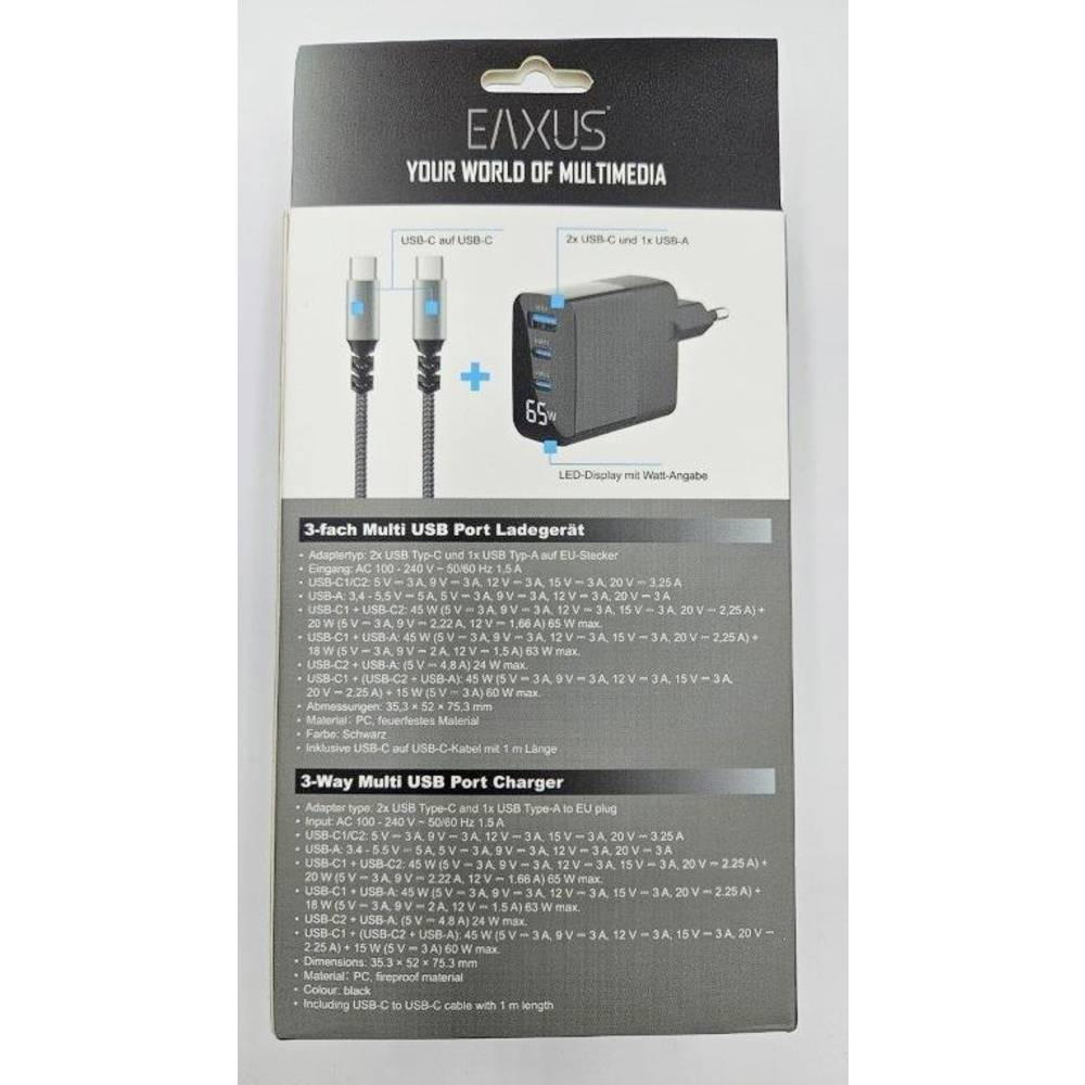 Eaxus Usb Ladegerät 65 W 2x Usb A, 2x Usb C Usb Schwarz Netzteil Batteriegerät B-Ware - 4260634749775