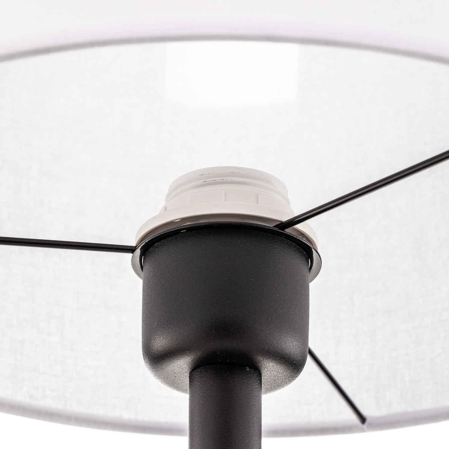 Textil Stehlampe Harris Fuß Schwarz Schirm Leselampe Stehleuchte Leuchte E27 B-Ware - 5902553217162