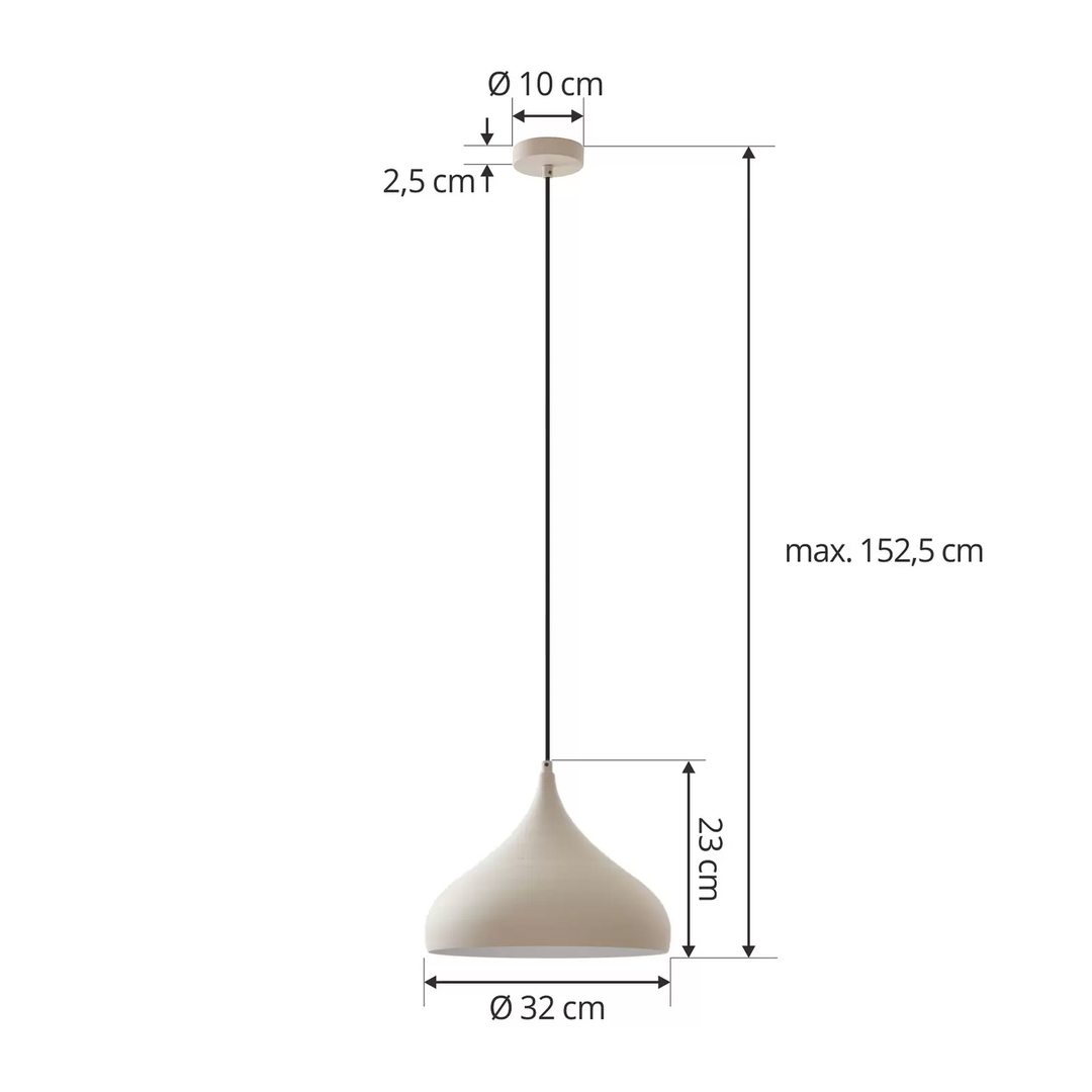 Lucande Hängeleuchte Niamara beige Aluminium Ø 28 cm Hängelampe Lampe Leuchte