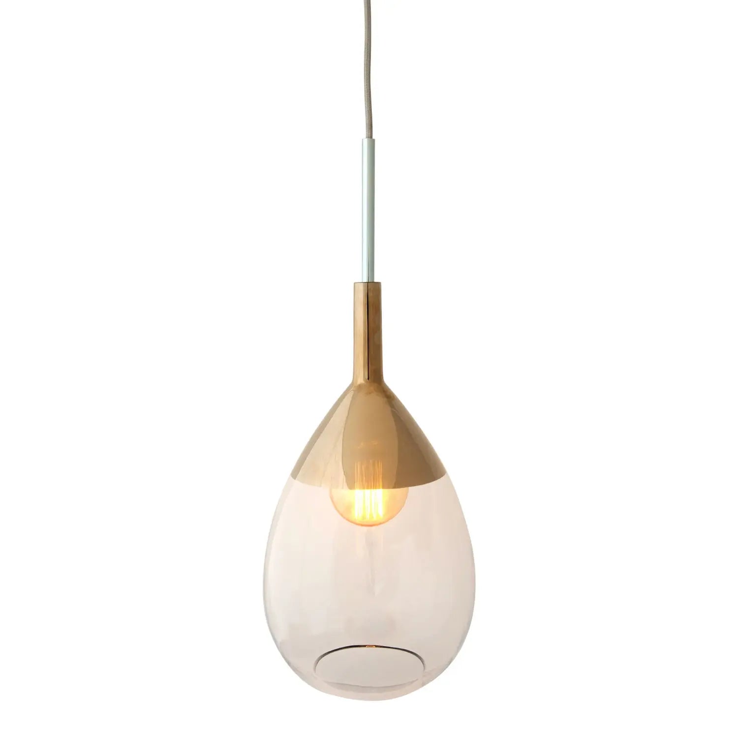 B-Ware Ebb Flow Pendelleuchte Hängelampe Lute Glas Gold Rauchgrau Lichtquelle E27 - 5711863105782