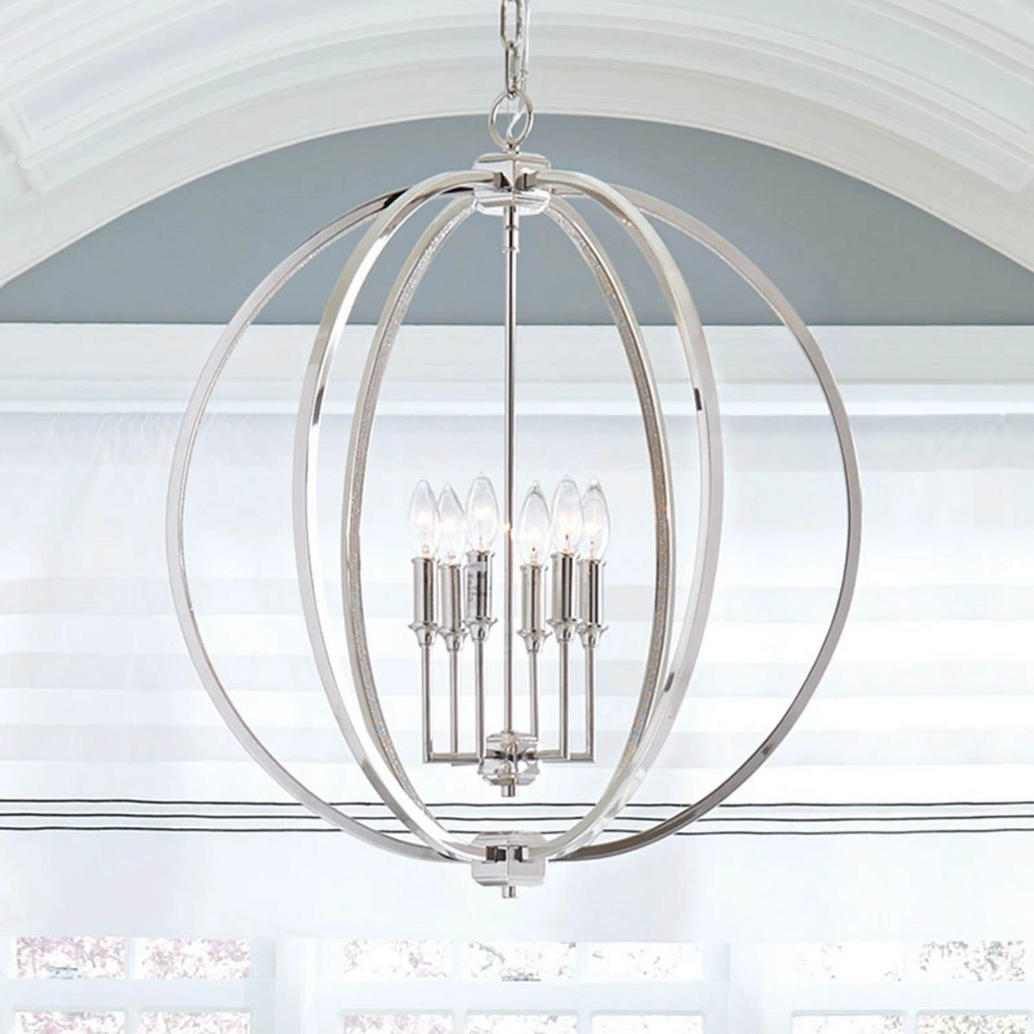 Feiss Corinne Glanzvolle Hängeleuchte Hängelampe Deckenlampe Mit Nickelfinish B-Ware - 5024005280316