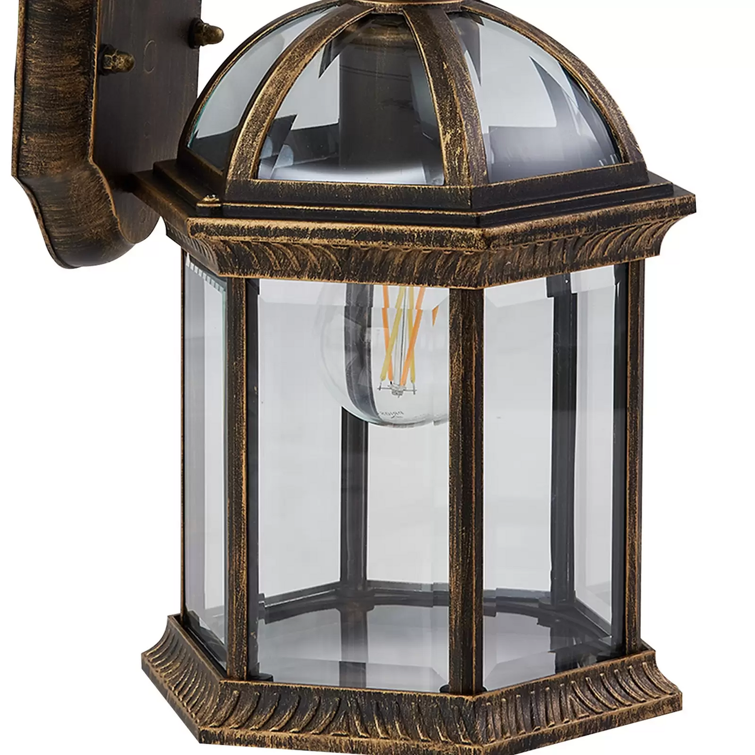 B-Ware Lindby Außenwandleuchte Adelisa Gold Antik Alu Höhe 39cm Wandlampe Lampe Leuchte