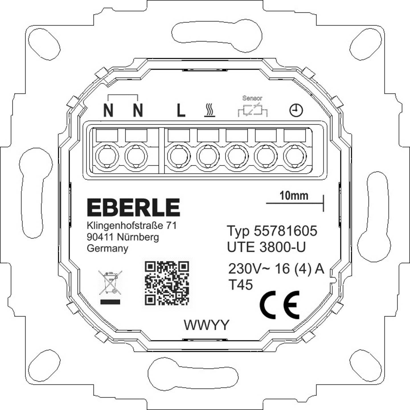 B-Ware Eberle Raumthermostat Unterputz Heizen/Kühlen 3800 U Ral9010 G 55 1 St