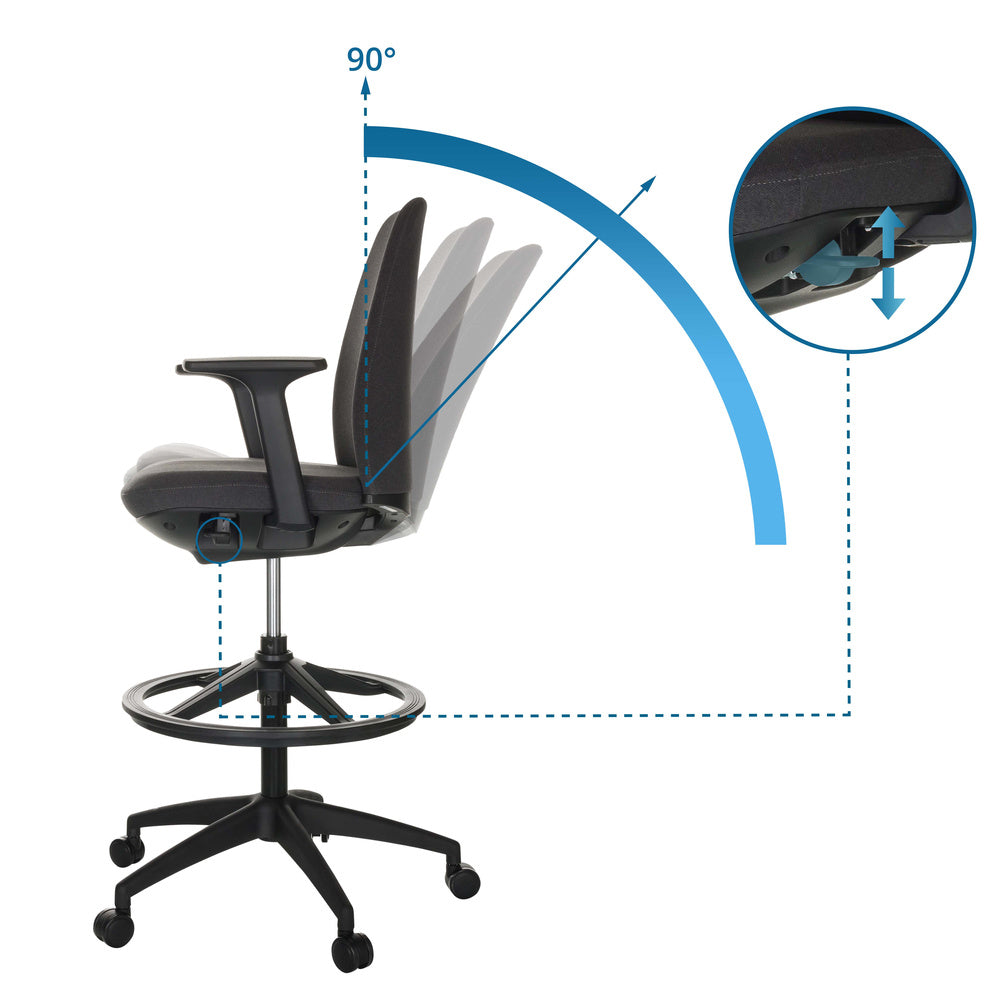 hjh OFFICE Arbeitsstuhl Counterstuhl Drehstuhl NESTORA WORK Stoff schwarz - 4064323036227