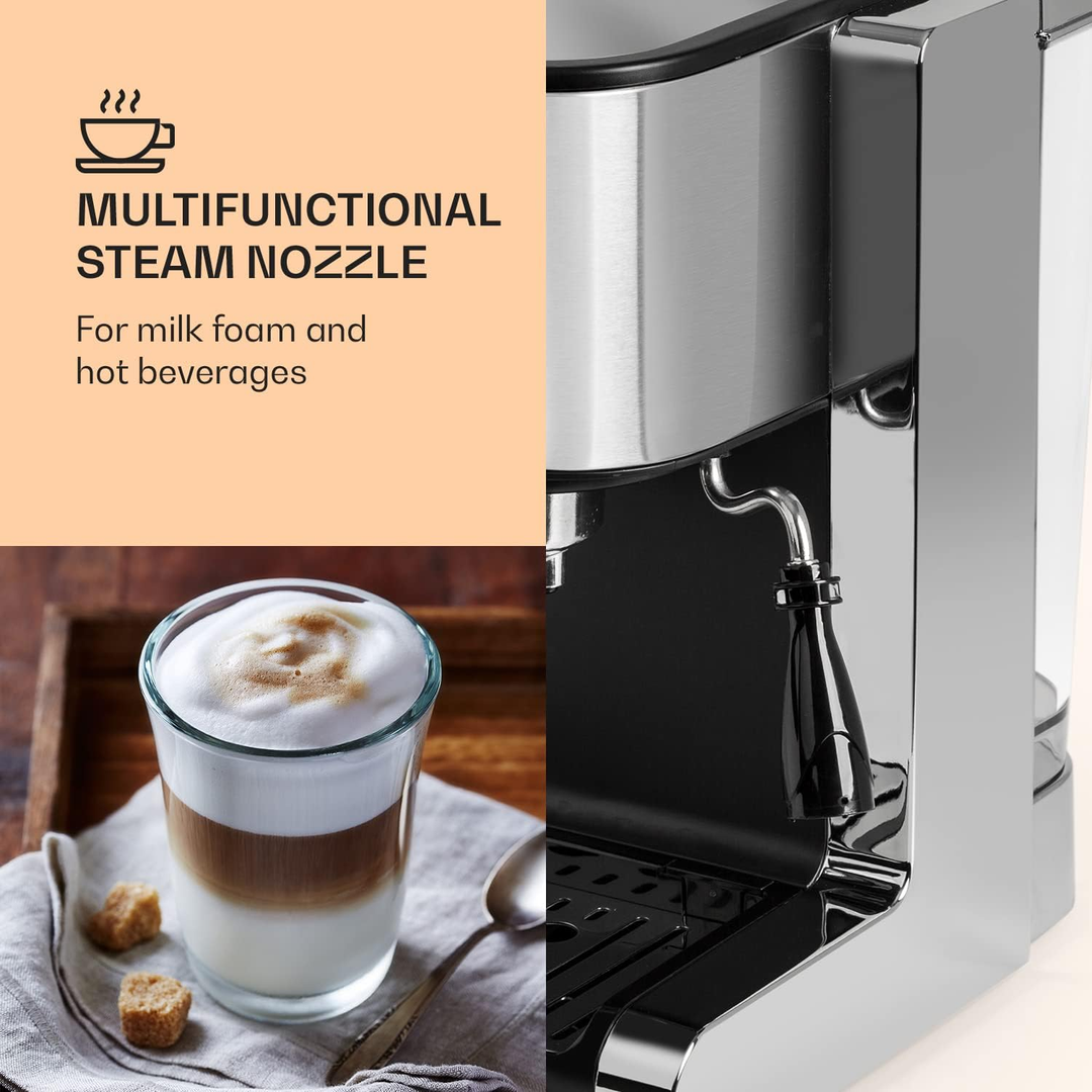 Klarstein Passionata Espressomaschine Siebträgermaschine 1,25L Kaffeemaschine