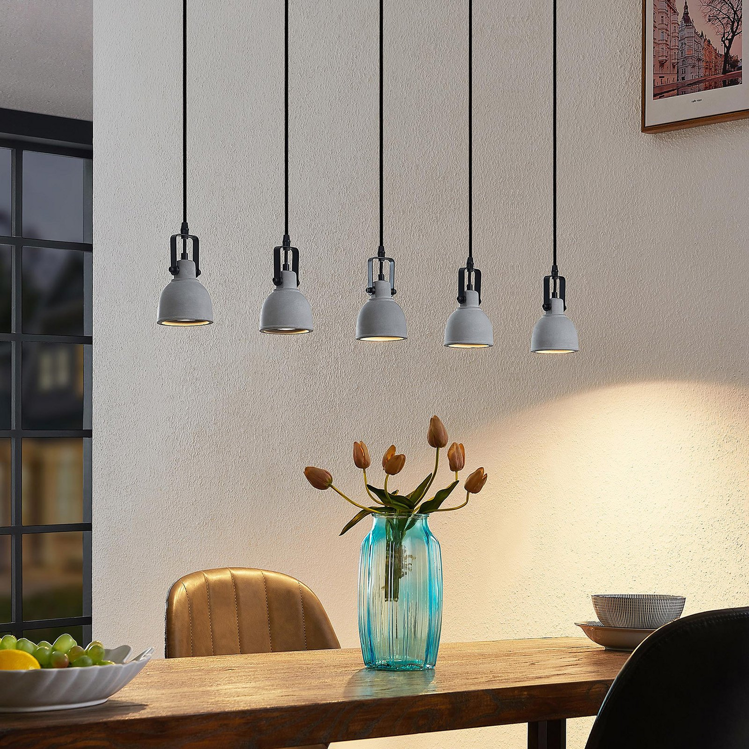 B-Ware Lindby Amilia Hängeleuchte Deckenlampe Pendelleuchte Gu10 Mit Betonschirmen 5 Fl