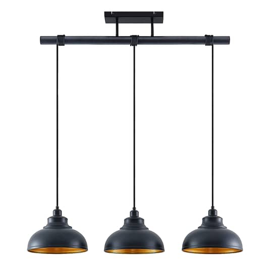 Suspension Lindby Emna, plafonnier, applique murale E27 à trois lumières, noir, G511, produit de seconde main. 
