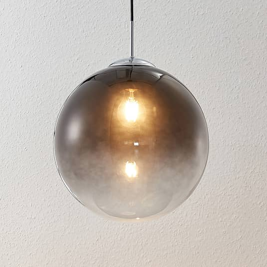 Suspension en verre Lindby Robyn, une ampoule, argent