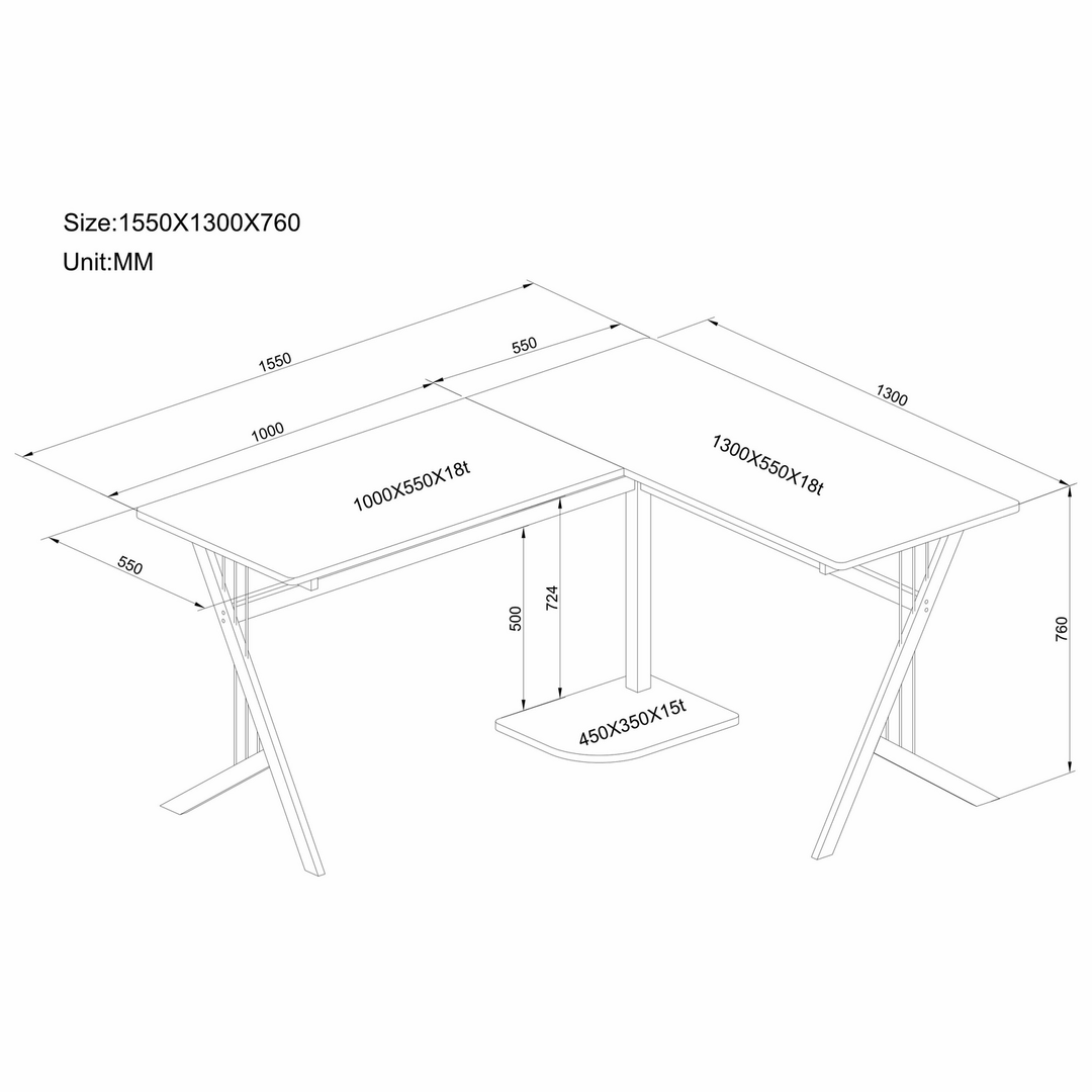 Hjh Office Eckschreibtisch Schreibtisch Computertisch Pollux Walnuss B-Ware - 4260182541142