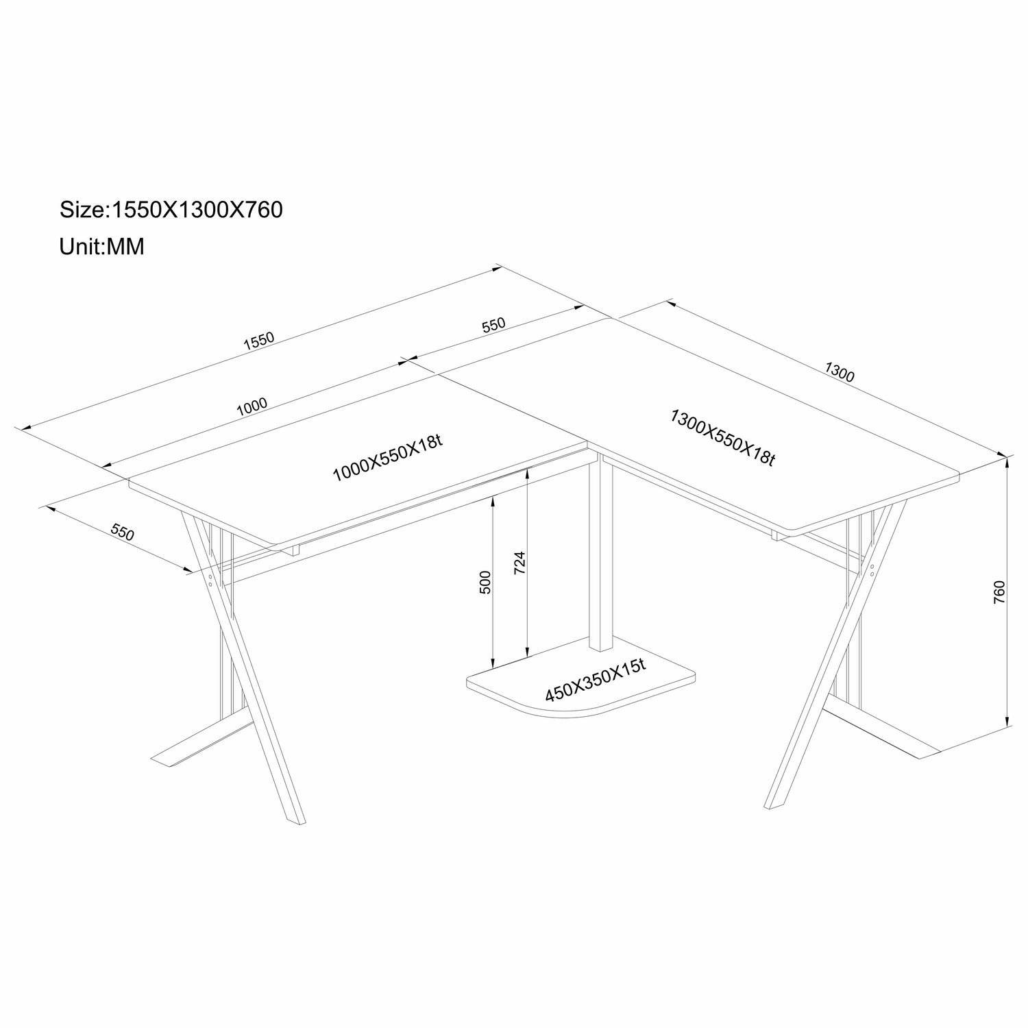 Hjh Office Eckschreibtisch Schreibtisch Computertisch Pollux Walnuss B-Ware - 4260182541142