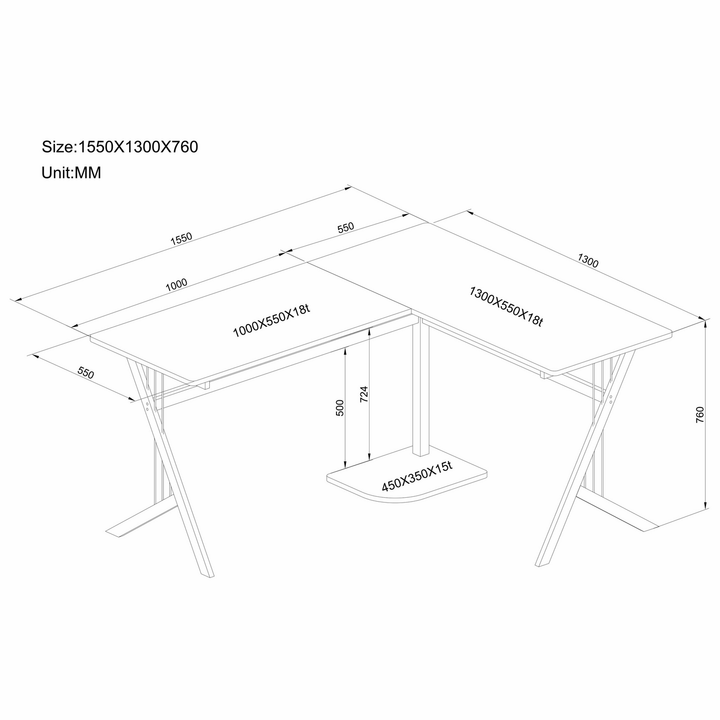 Hjh Office Eckschreibtisch Schreibtisch Computertisch Pollux Walnuss B-Ware - 4260182541142