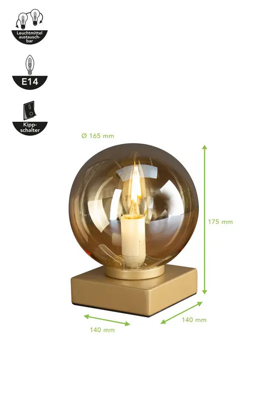 B-Ware Eco Light Tischleuchte Leuchte Pluto Glaskugel Gold Creme - 4250294317094