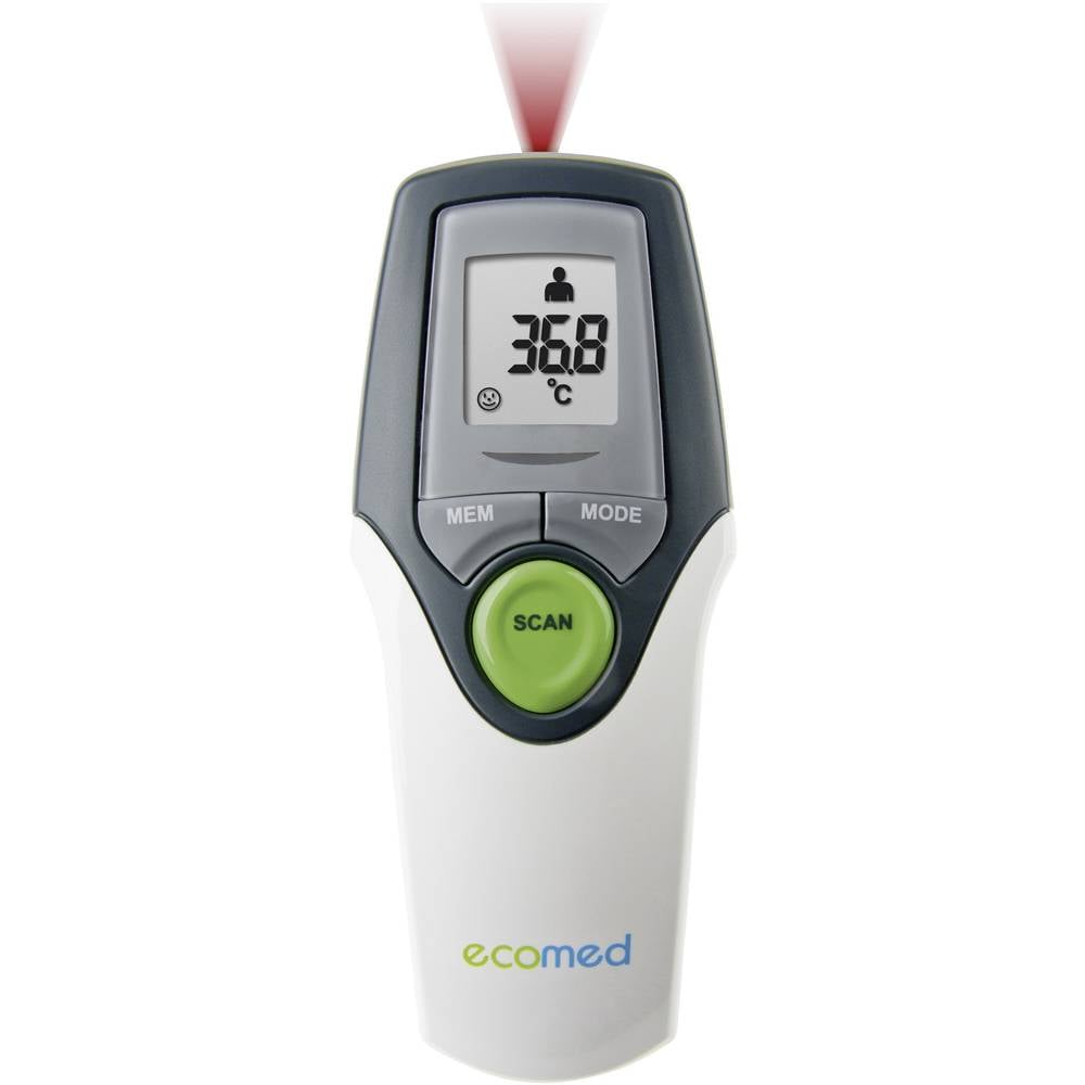 Ecomed Fieberthermometer Infrarot Stirn Thermometer Schläfe TM-65E Weiß Grau - 4015588234002
