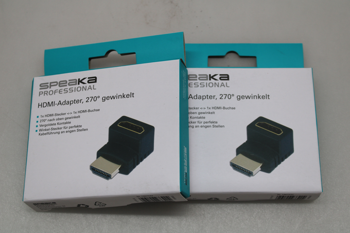 HDMI Adapter [1x HDMI-Stecker - 1x HDMI-Buchse] 270° nach oben gewinkelt 2 STÜCK