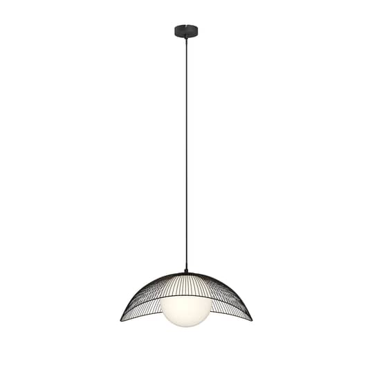 Suspension Lindby Fabronia, luminaire à grille, lampe, plafonnier, IP20, globe en verre, produit de seconde main 