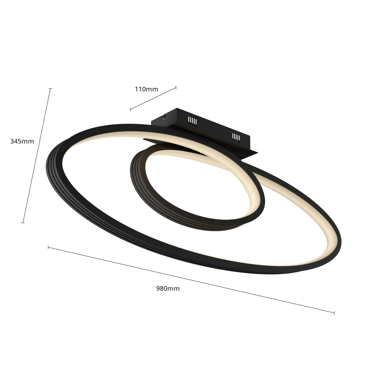 Lucande Bronwyn LED Deckenlampe Deckenlampe Lampe Leuchte Schwarz 98 cm
