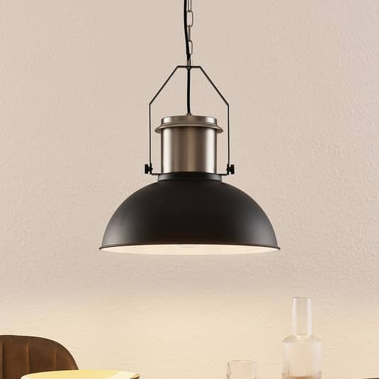 Suspension Lindby Freitjof, lampe de suspension IP20, noir/nickel mat, produit de seconde main. 