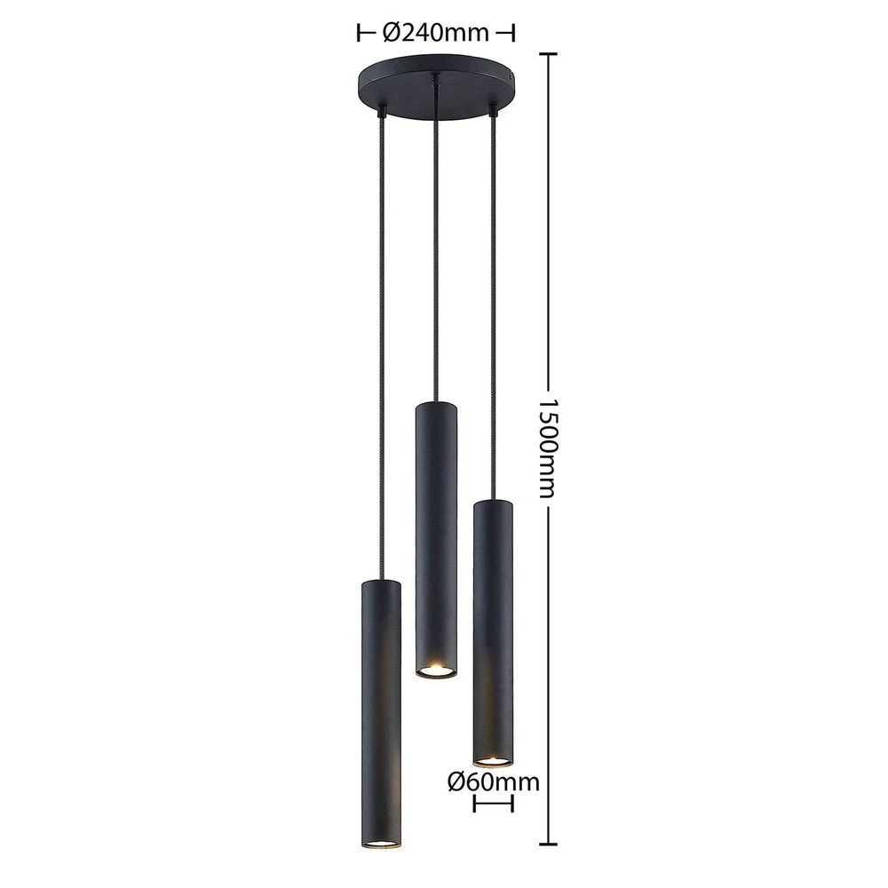 B-Ware Lindby Joffrey Hängeleuchte Pendelleuchte Deckenlampe Lampe 3 Flammig Schwarz