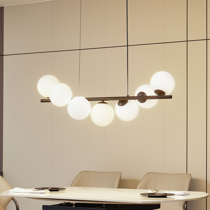 Lucande Hängeleuchte Isandro Hängelampe Leuchte Lampe Schwarz / Opal 7 Flammig B-Ware