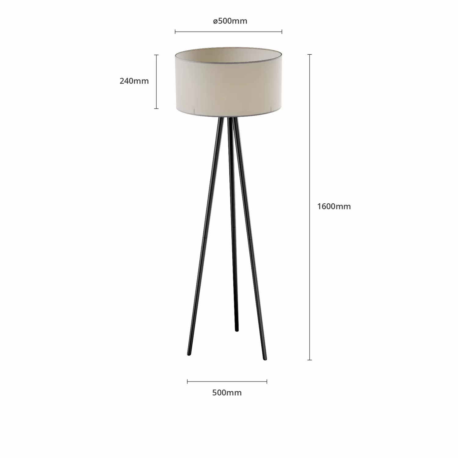 Euluna Stehleuchte Stehlampe Lampe Leuchte Indoor Mabia Dreibein Grau/Schwarz B-Ware - 5907642763926
