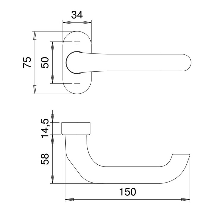 B-Ware Edi Feuerschutzdrückerlochteil Türbeschlag Profilzubehör Aluminium F1 1300/2133 - 4006632222755