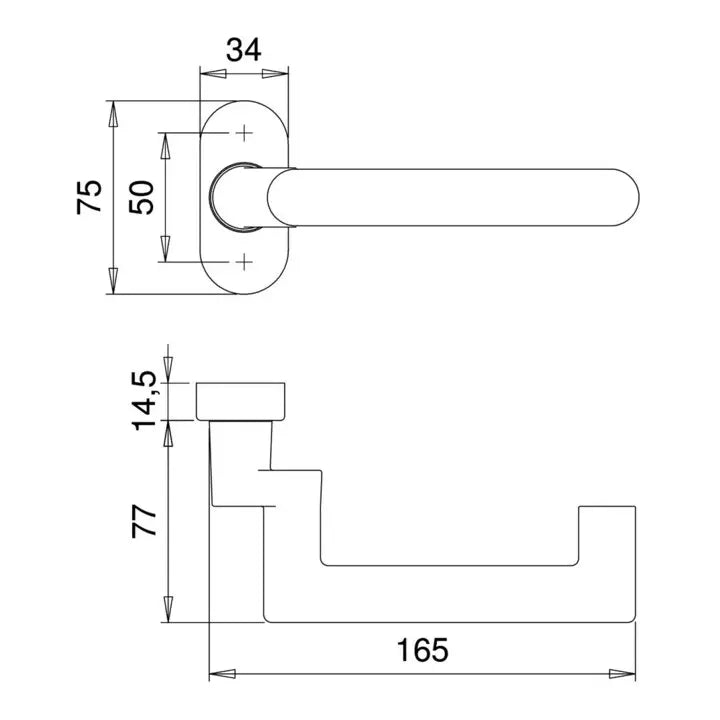 B-Ware Edi Profiltürdrückerlochteil Türklinke Edelstahl Oval Rosette Gekröpft Matt - 4006632229549