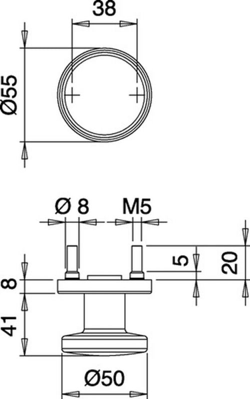 EDI Türknopf Knopfgriff Edelstahl K7/052/01 VA F00 festdrehbar rund Rosette - 4006632253896