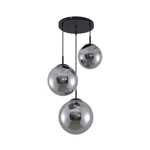 Suspension Lindby Teeja de qualité B, à 3 globes en verre, indice de protection IP20, gris fumé 