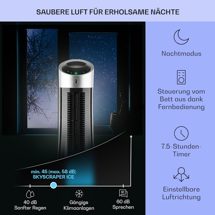 Klarstein Skyscraper Ice 4-in-1 Luftkühler Ventilator Turmventilator Kühler