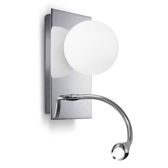 Pujol Iluminación Wandlampe Basic Wandleuchte Lampe Kugelschirm u. Flexarm chrom