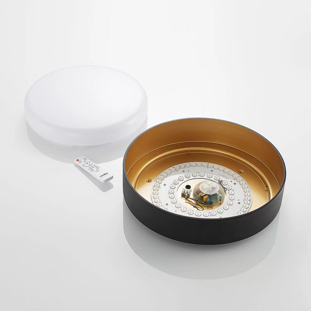 Lindby Gracjan Led Deckenleuchte Cct Schwarz Gold Deckenlampe Leuchte Lampe 324 B-Ware