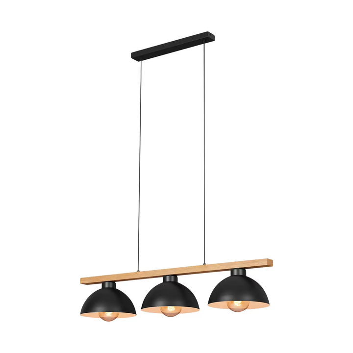 Briloner Hängeleuchte Hängelampe Deckenlampe E27 4046-035 schwarz holz 3-flammig