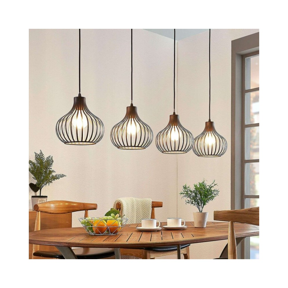 Lindby Frances Hängelampe Hängeleuchte Pendellampe Lampe Leuchte Braun, 4 Fl.37 B-Ware - 4251096551716