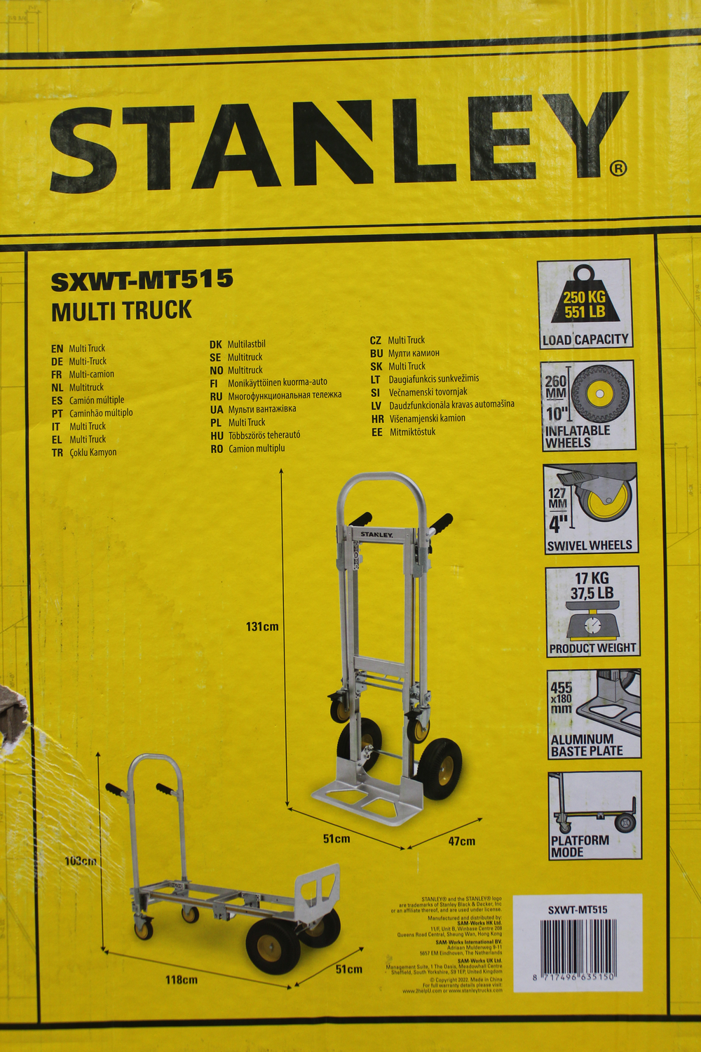 Stanley Sackkarre klappbar Aluminium max 250kg Transportkarre Stapelkarre Karre