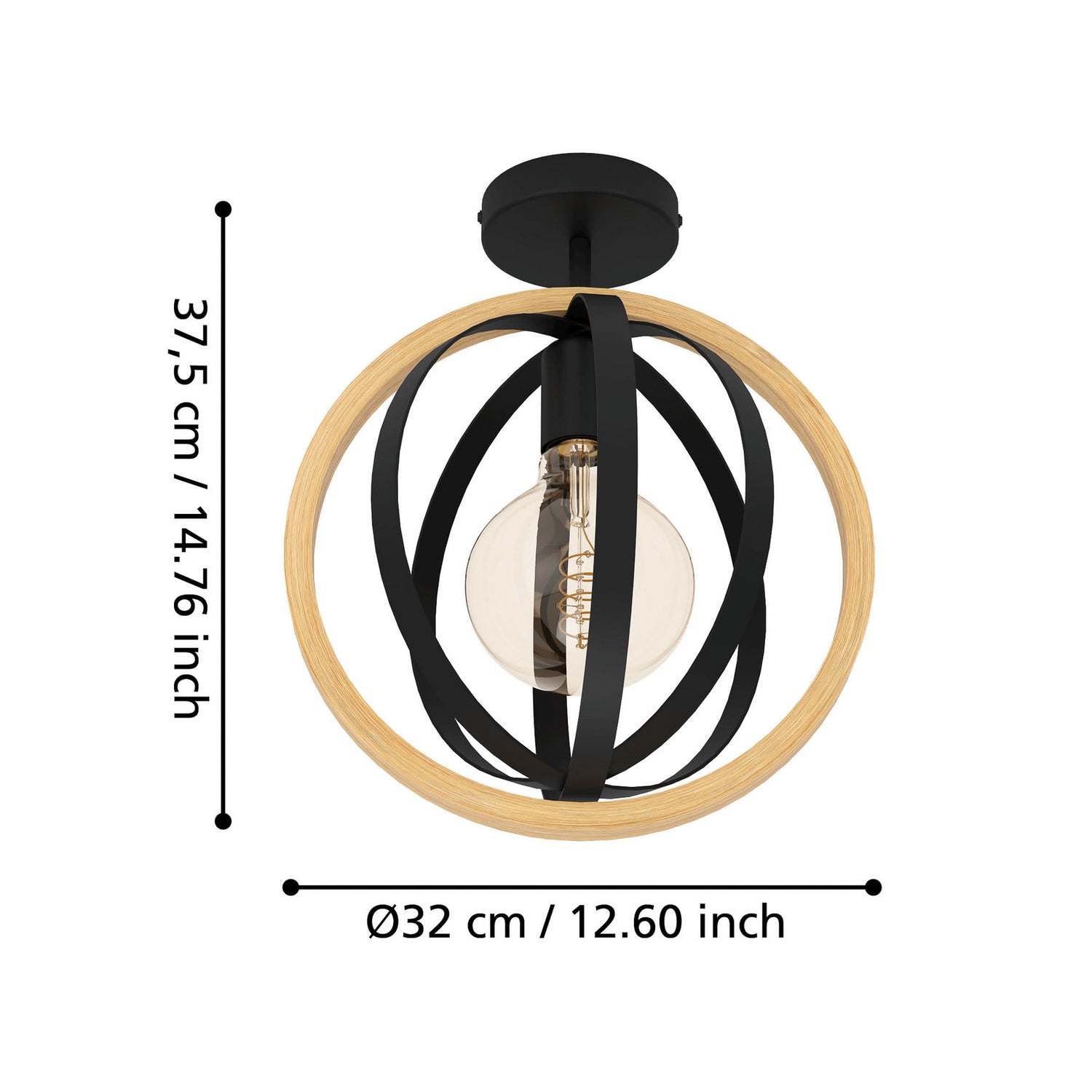 B-Ware Eglo Deckenleuchte Lampe Basildon Holz Stahl Schwarz Braun Deckenlampe E27 Led - 9002759437367