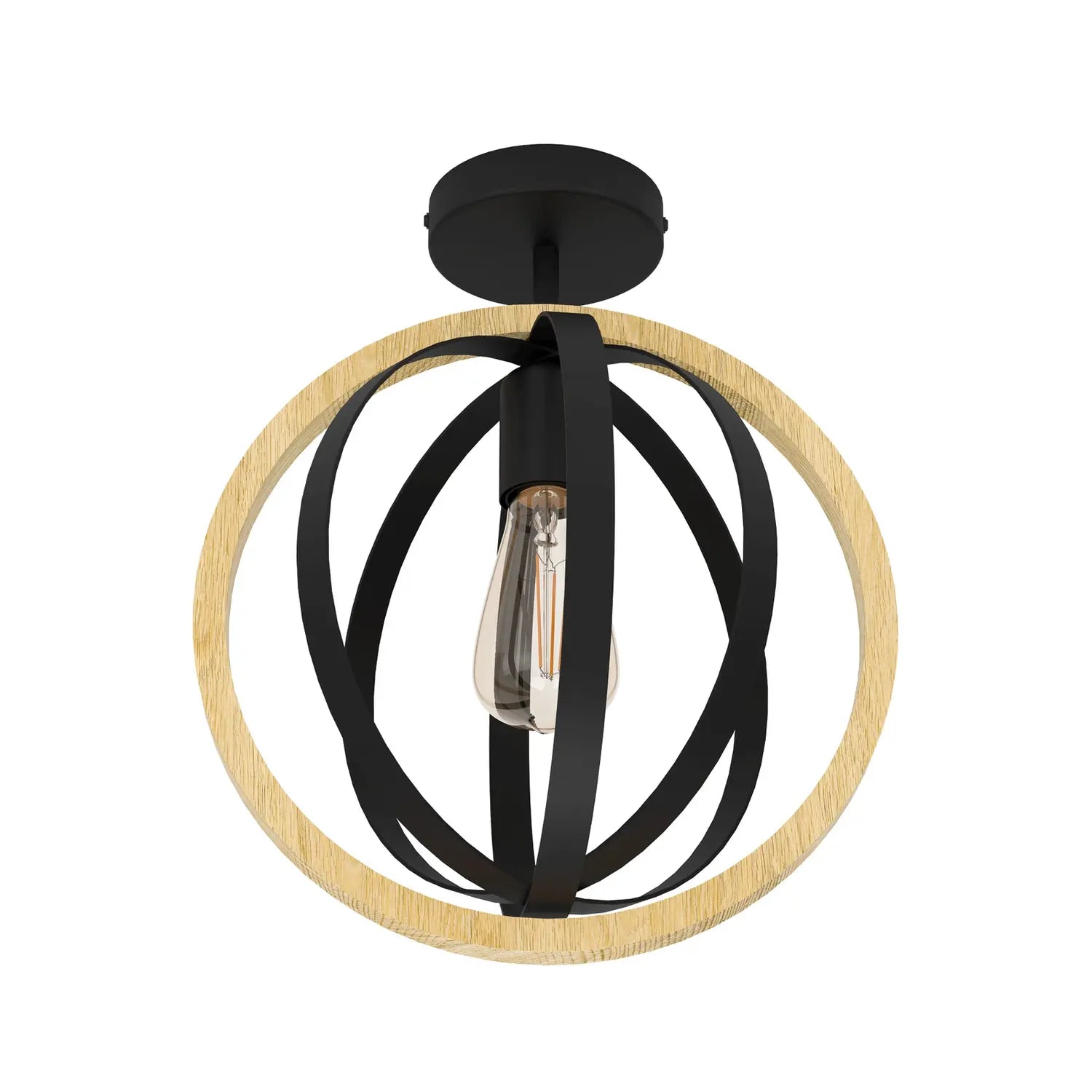 B-Ware Eglo Deckenleuchte Lampe Basildon Holz Stahl Schwarz Braun Deckenlampe E27 Led - 9002759437367