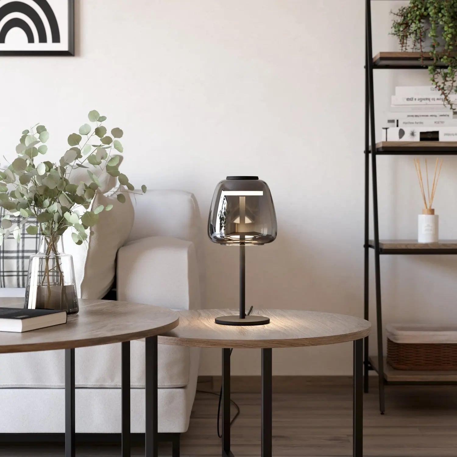 B-Ware Eglo Tischleuchte Lampe Connect Led Schwarz Glas Stahl Dimmbar App Schalter - 9008606312863