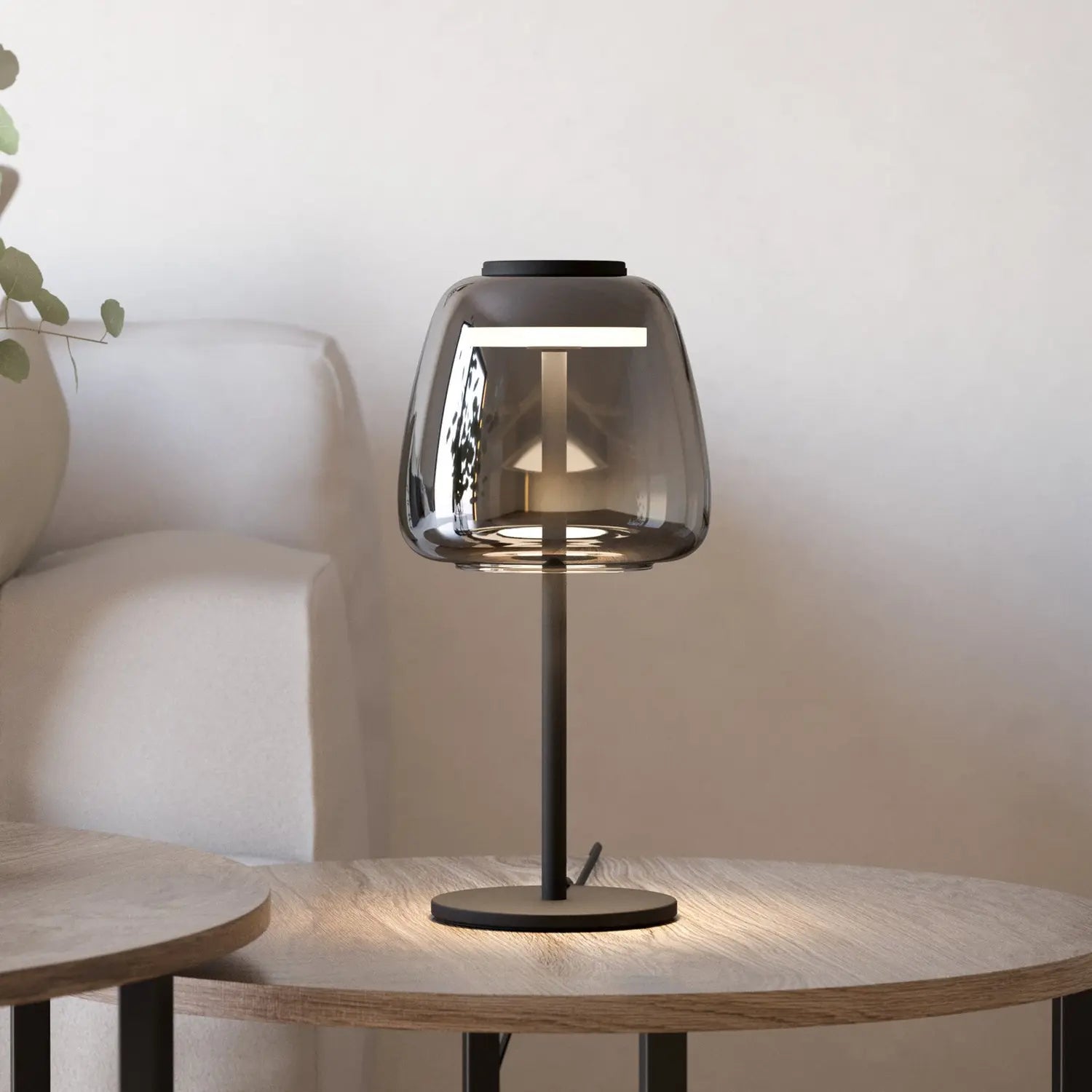 B-Ware Eglo Tischleuchte Lampe Connect Led Schwarz Glas Stahl Dimmbar App Schalter - 9008606312863