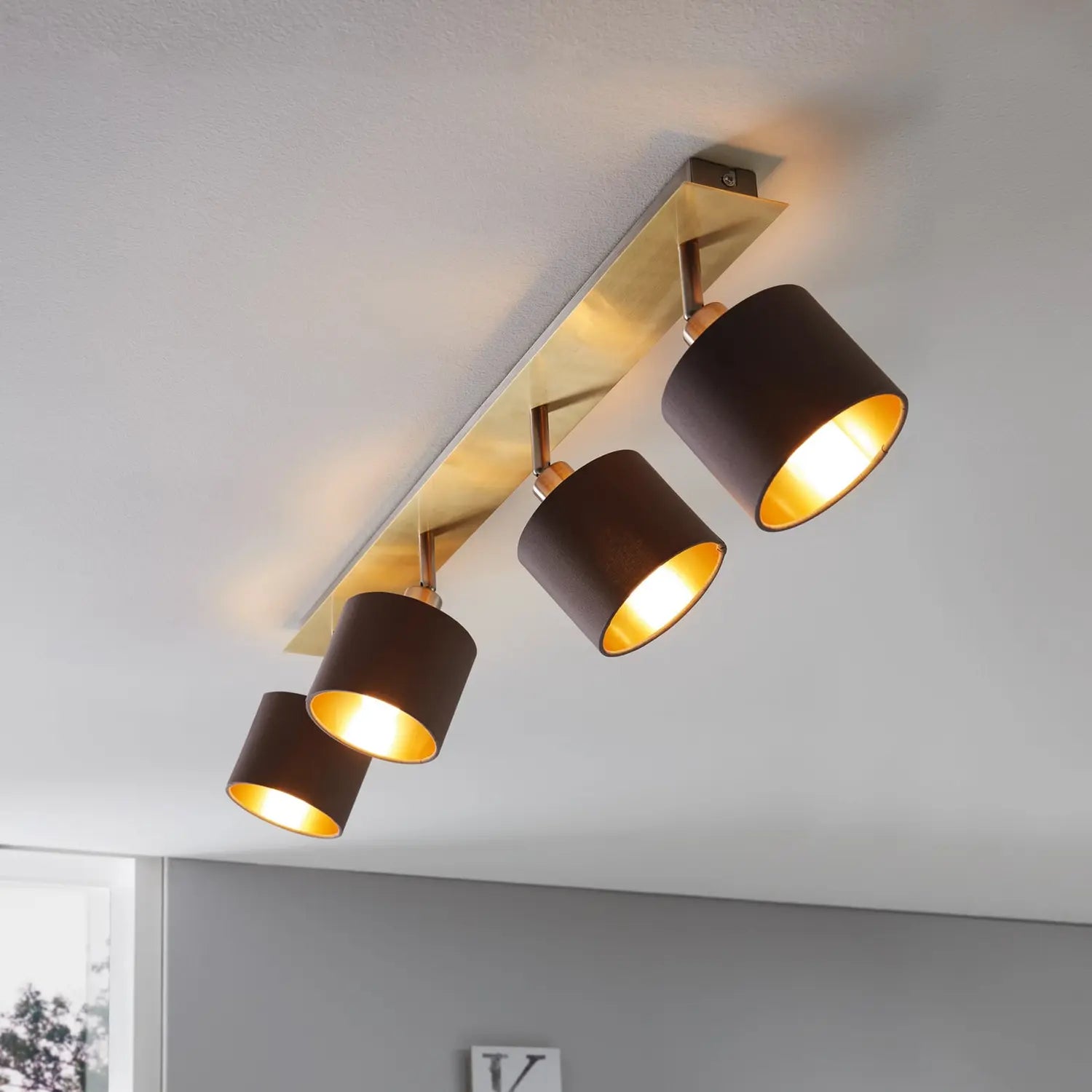 B-Ware Eglo Deckenlampe Deckenleuchte Valbiano Messing Hellbraun Textil Metall Gold - 9002759975395