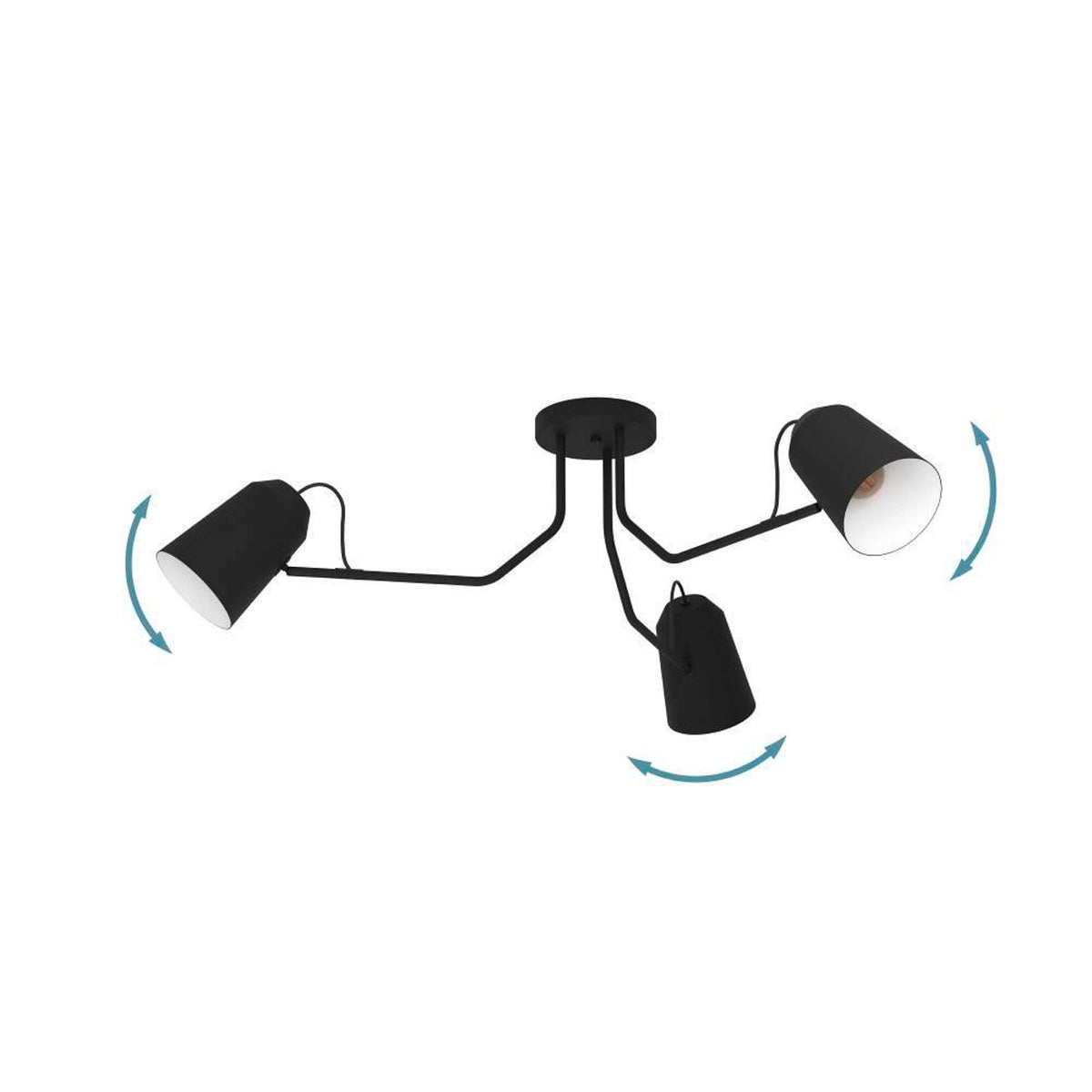 EGLO Deckenleuchte Lampe Loreto schwarz dreiflammig Stahl bewegliche Schirme E27 - 9008606235629