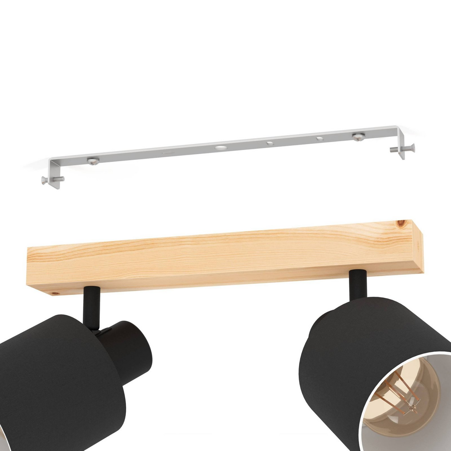 B-Ware Eglo Batallas Deckenstrahler Strahler Lampe Länge 30 Cm Schwarz Holz 2 Flg - 9002759994891